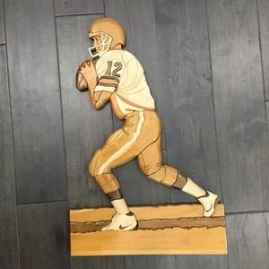 Football Player Wood Wall Decor - Hand Crafted